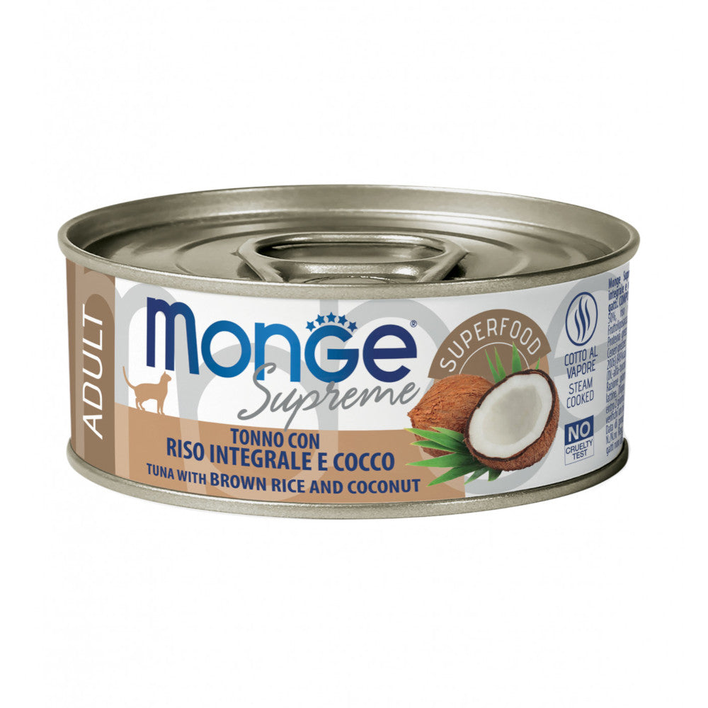 Monge Supreme Tonno Riso Integrale e Cocco 80gr Alimento umido per Gatti Monge Supreme Tonno Riso Integrale e Cocco 80gr Alimento umido per Gatti